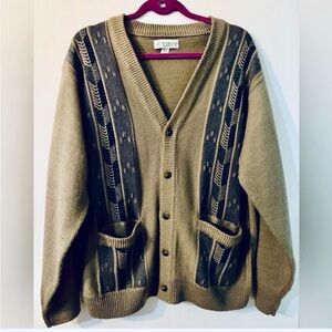 Haband Vintage Men's Cardigan in Tan and Black Sz M